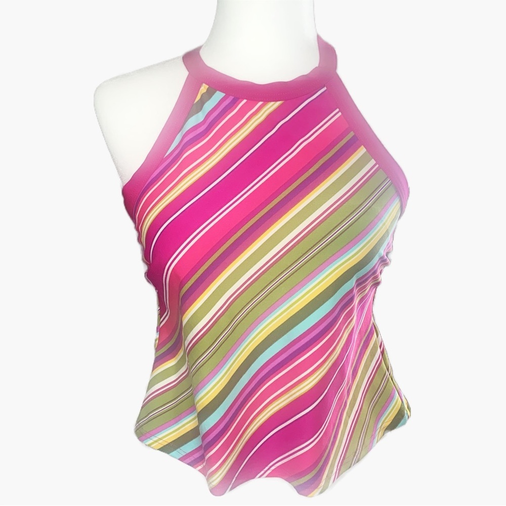 Lands End Halter Tankini Top 6 Keyhole  Modest Swim Beach Cruise Resort